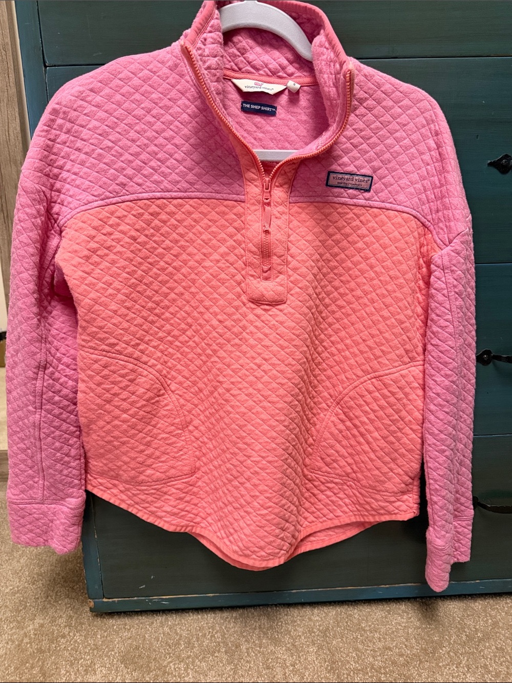 Vineyard Vines Pink & Coral Quilted Pullover